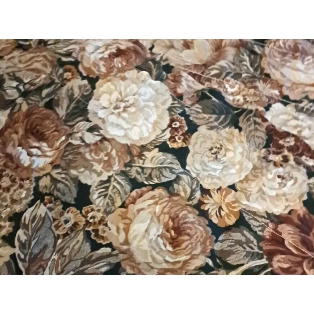 Vintage Beige Garden Rose Window Valance Curtron Floral Cottage Country 71x13